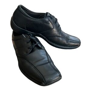 Clarks Koval  Black Leather Shoes Mens 12 Lace Up Casual 86157
